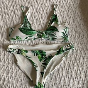 Tinibikini tropical palm print bikini set, XL, NWT